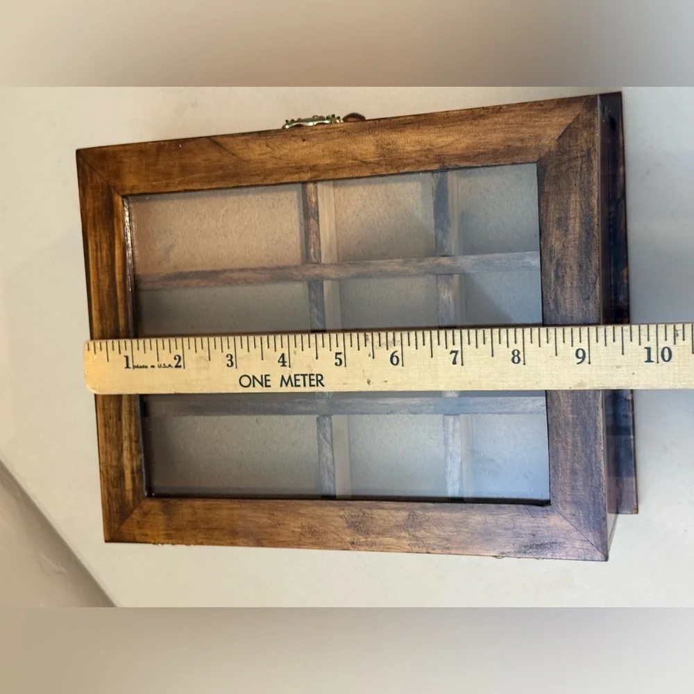 Wooden Brown Glass Jewelry Watch Box With Shelf Organizer